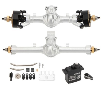 MEUS Racing SCX24 Metal V2 Isokinetic Front Rear Axles +5MM Isokinetic 3-Section CVD With 52° Steering Angle for 1/24 SCX24