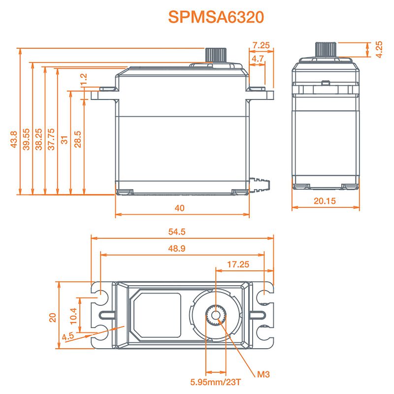 A6320 Standard Digital HV Brushless Mid Torque Metal Gear Aircraft Servo