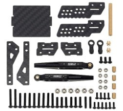 MEUS Racing Aluminum Rear Suspension Trailing Arms Rear Knife Arms Dual Shocks for 1/18 TRX4M Crawler Upgrade set