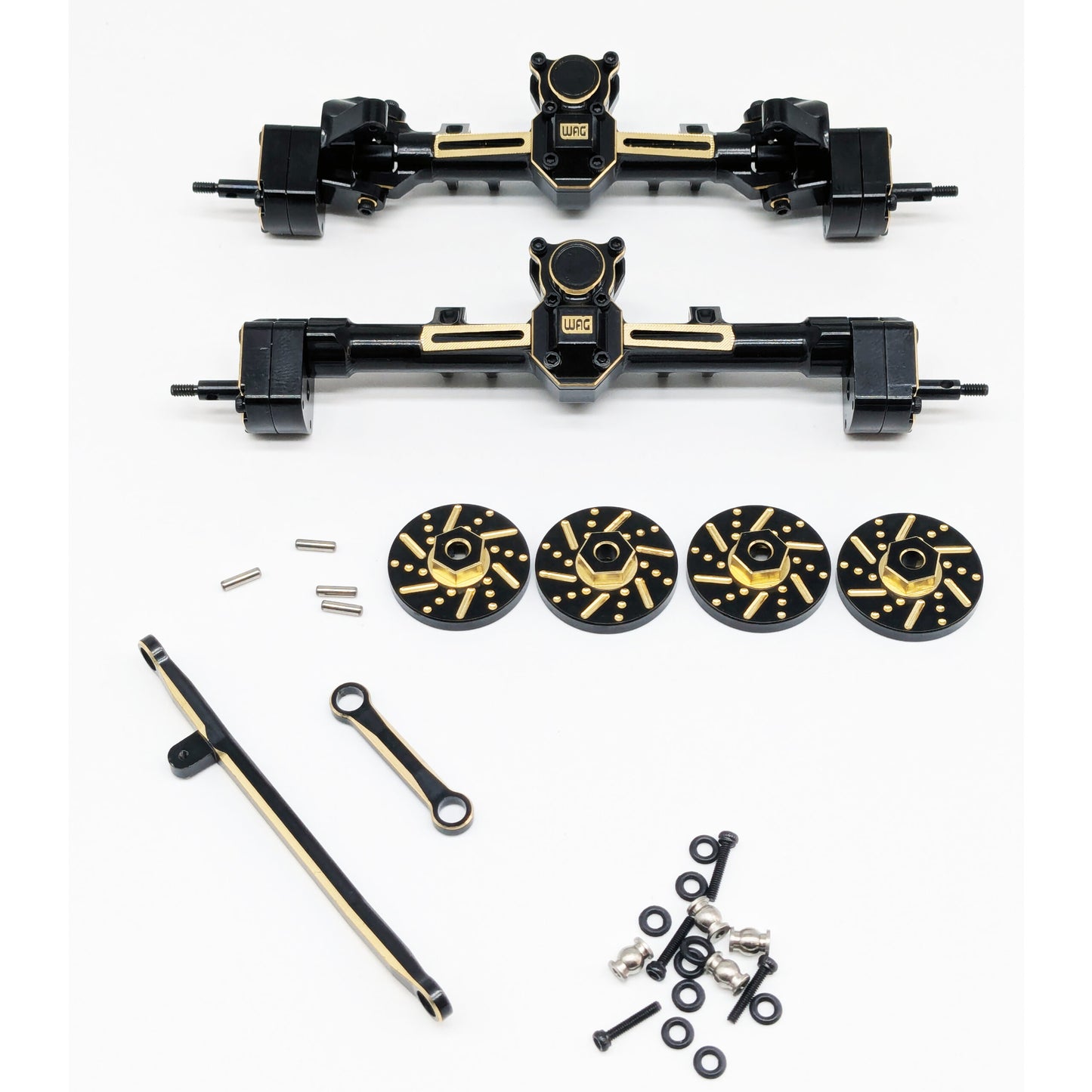 Complete front and rear axles for SCX24 in Brass