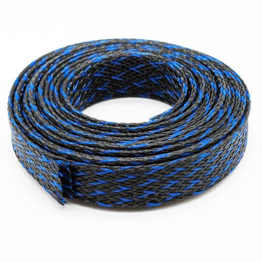 Braided Cable Sleeving 13mm x 2.1m black/blue