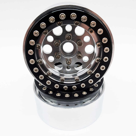 Set of (2) 1.9″ aluminium Beadlock wheels silver/black