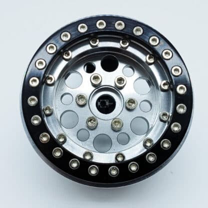 Set of (2) 1.9″ aluminium Beadlock wheels silver/black
