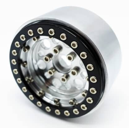 Set of (2) 1.9″ aluminium Beadlock wheels silver/black