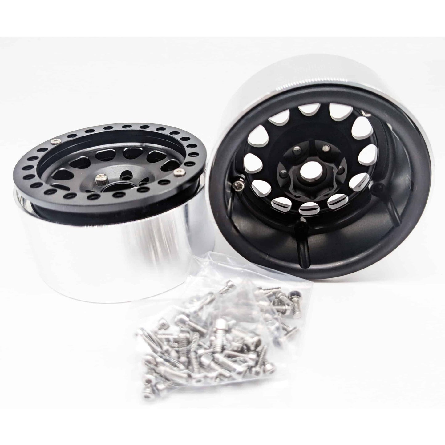 Set of (2) 2.2″ aluminium Beadlock wheels black