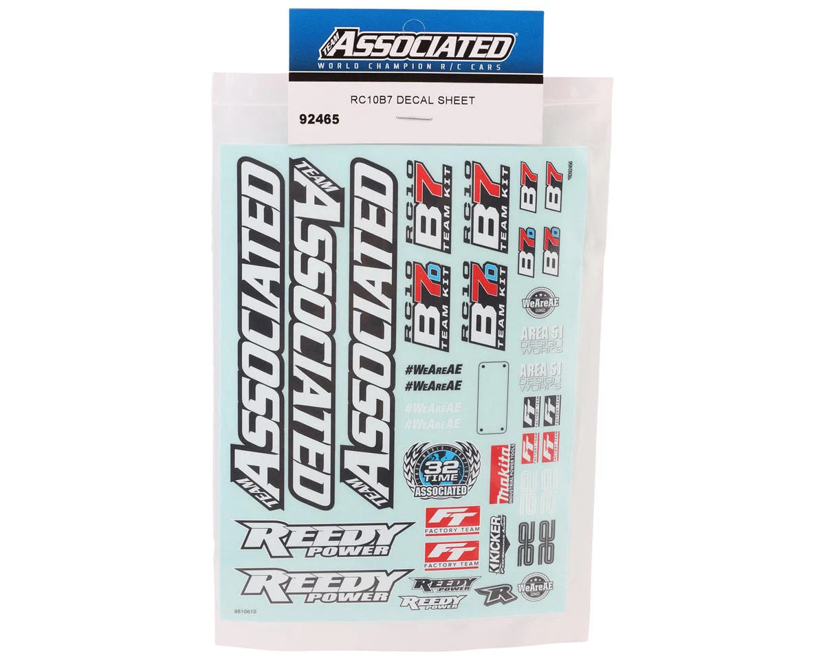 Team Associated RC10B7/RC10B7D Decal Sheet