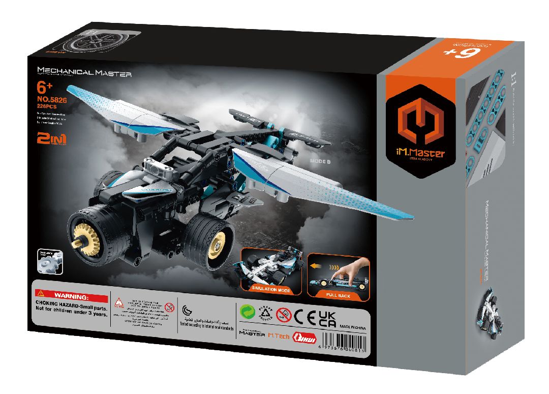 IM.Master - 5826 - 2 in 1 Pull Back Racing Car&High-wing Airplane