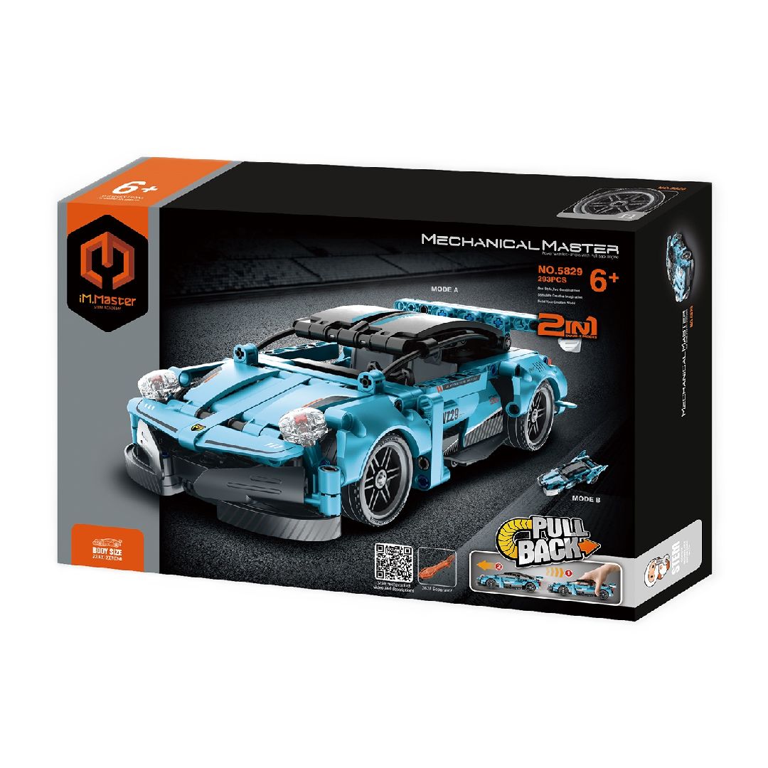 IM.Master - 5829 -  2in1 Pull Back Super Car & Motorcycle (Blue)