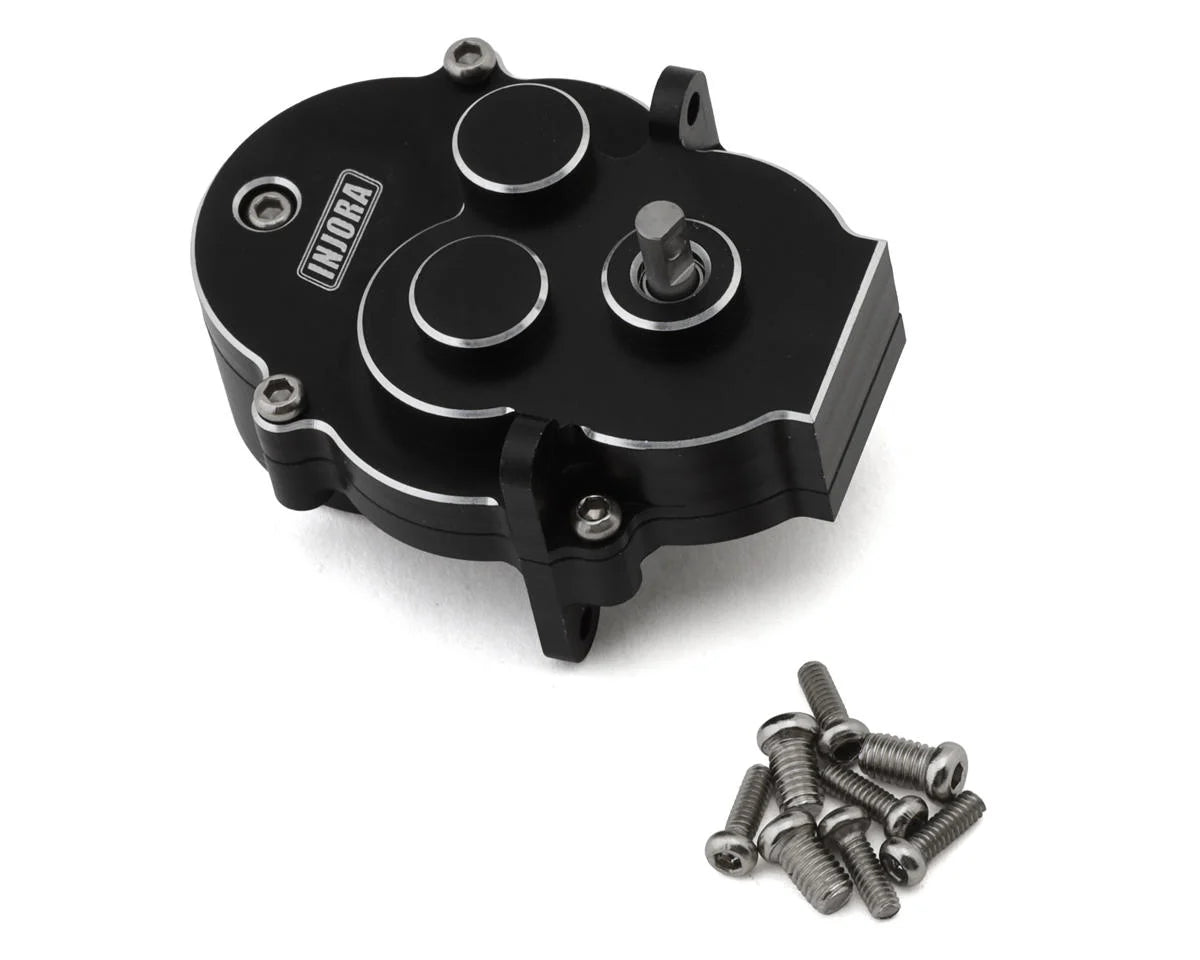 Injora 370-Size Motor Aluminum Transmission Housing Set for Traxxas® TRX4M™ (Black) w/Steel Gears