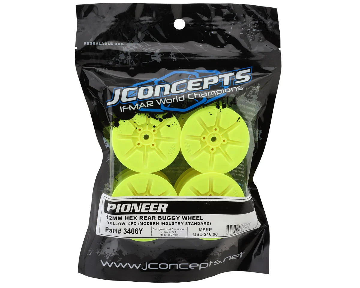 JConcepts Pioneer 2.2 Rear Buggy Wheels (Yellow) (4) w/12mm Hex
