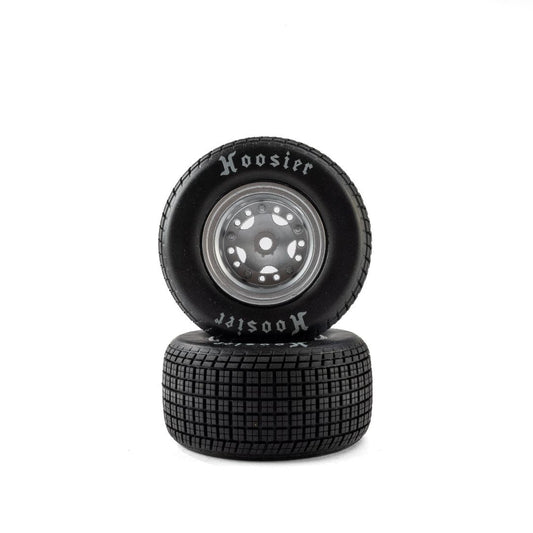 Losi Hoosier Tires, Medium, Mounted, Satin Aluminum, FR/RR: 22S DLM (2)