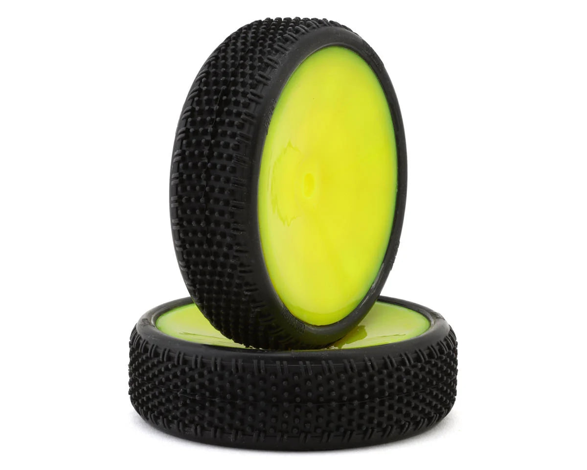 Pro-Motion Viper 2.2" 2WD Front LP Carpet 1/10 Pre-Mounted Buggy Tires (Yellow) (C3 Green/Medium) (2) w/12mm Hex