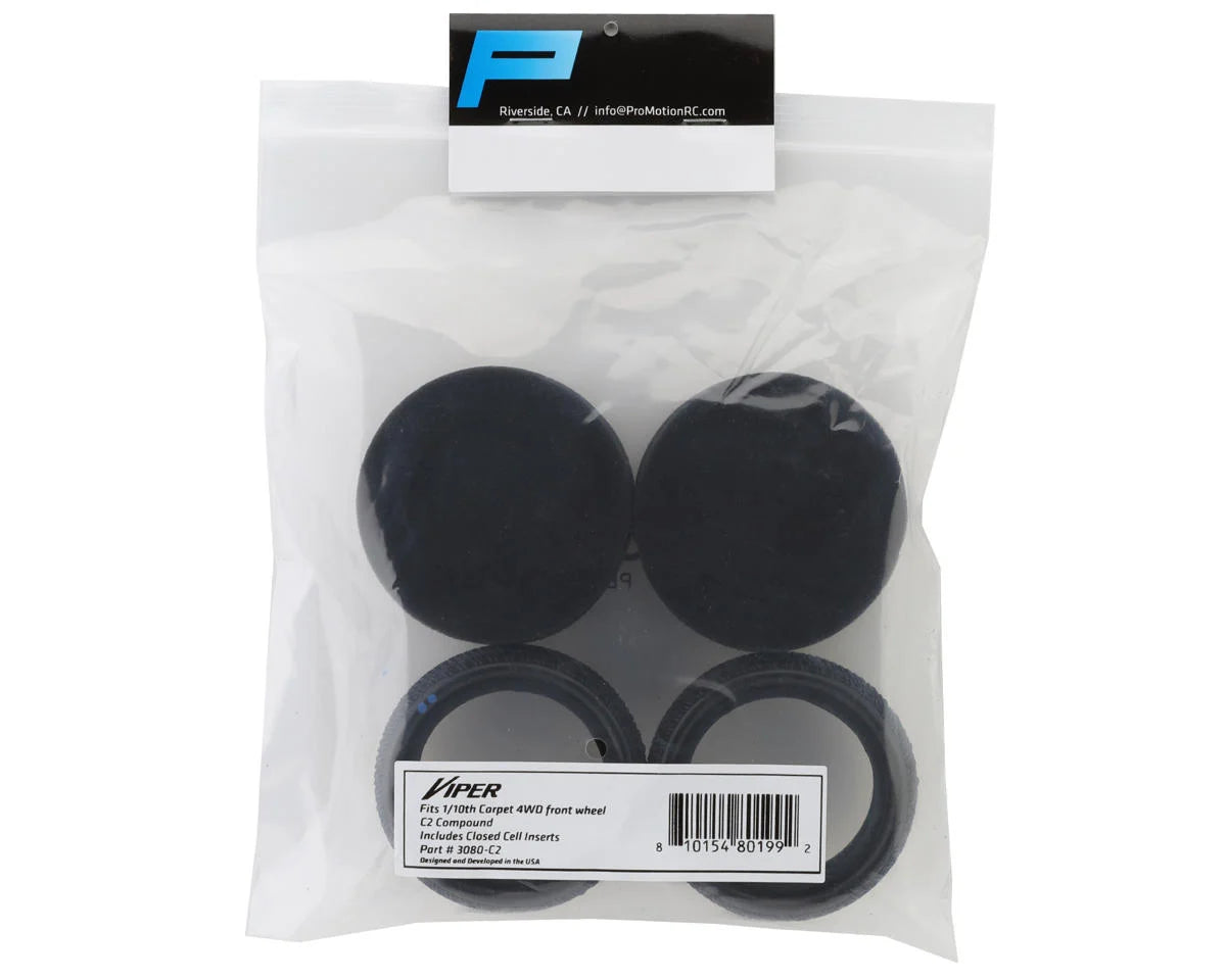Pro-Motion Viper 2.2" 4WD Front LP Carpet 1/10 Buggy Tire (2) (C2 Blue Medium/Hard)