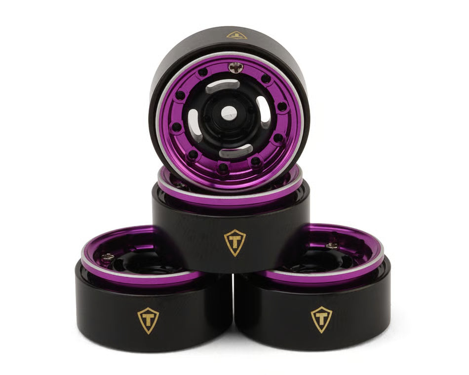 Treal Hobby Type-F 0.7" Aluminum Micro Crawler Beadlock Wheels (4) (9.5g ea) w/Brass Rings