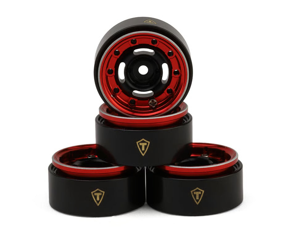 Treal Hobby Type-F 0.7" Aluminum Micro Crawler Beadlock Wheels (4) (9.5g ea) w/Brass Rings