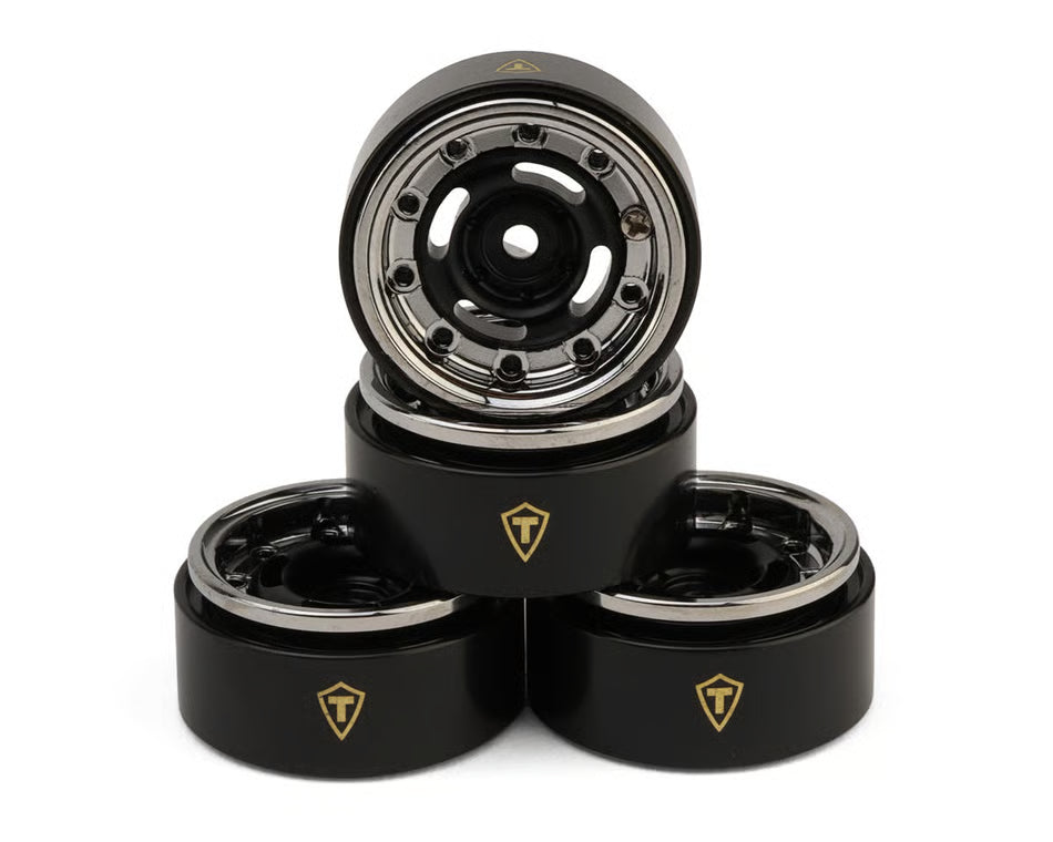 Treal Hobby Type-F 0.7" Aluminum Micro Crawler Beadlock Wheels (4) (9.5g ea) w/Brass Rings