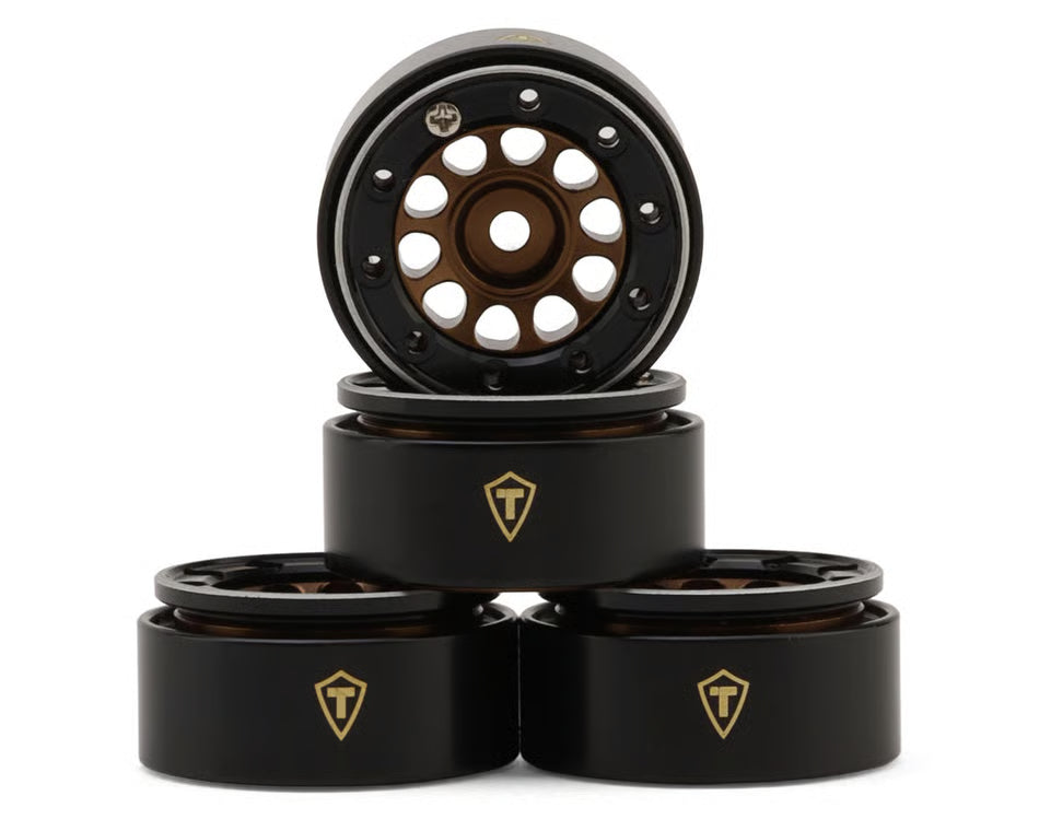 Treal Hobby Type E 0.7" Aluminum Micro Crawler Beadlock Wheels (4) (9.5g ea) w/Brass Rings