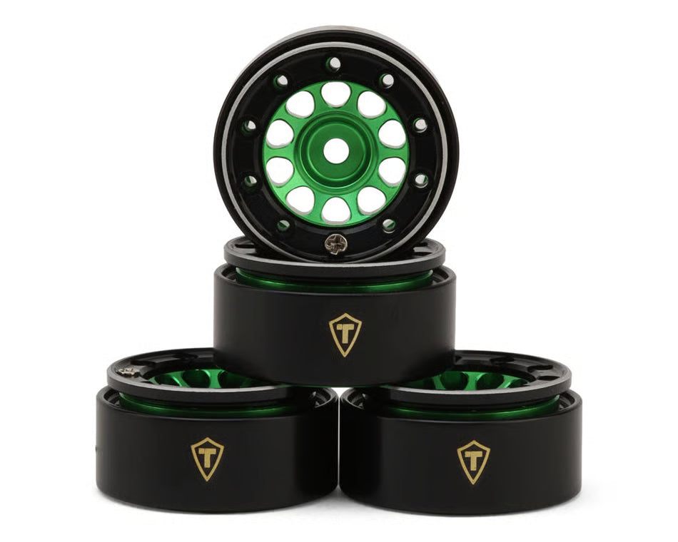 Treal Hobby Type E 0.7" Aluminum Micro Crawler Beadlock Wheels (4) (9.5g ea) w/Brass Rings