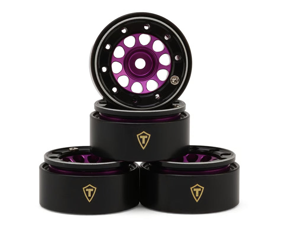 Treal Hobby Type E 0.7" Aluminum Micro Crawler Beadlock Wheels (4) (9.5g ea) w/Brass Rings