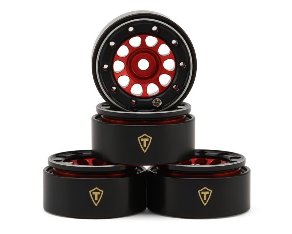 Treal Hobby Type E 0.7" Aluminum Micro Crawler Beadlock Wheels (4) (9.5g ea) w/Brass Rings
