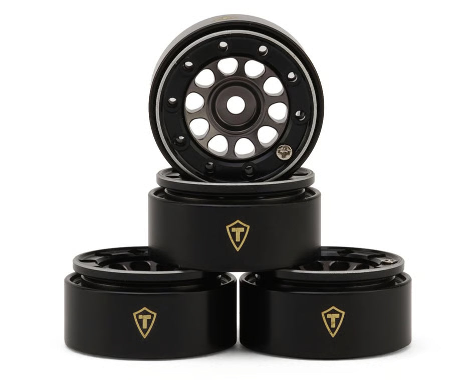 Treal Hobby Type E 0.7" Aluminum Micro Crawler Beadlock Wheels (4) (9.5g ea) w/Brass Rings