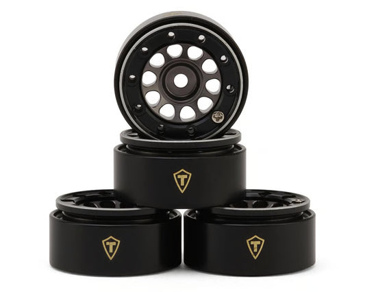 Treal Hobby Type E 0.7" Aluminum Micro Crawler Beadlock Wheels (4) (9.5g ea) w/Brass Rings