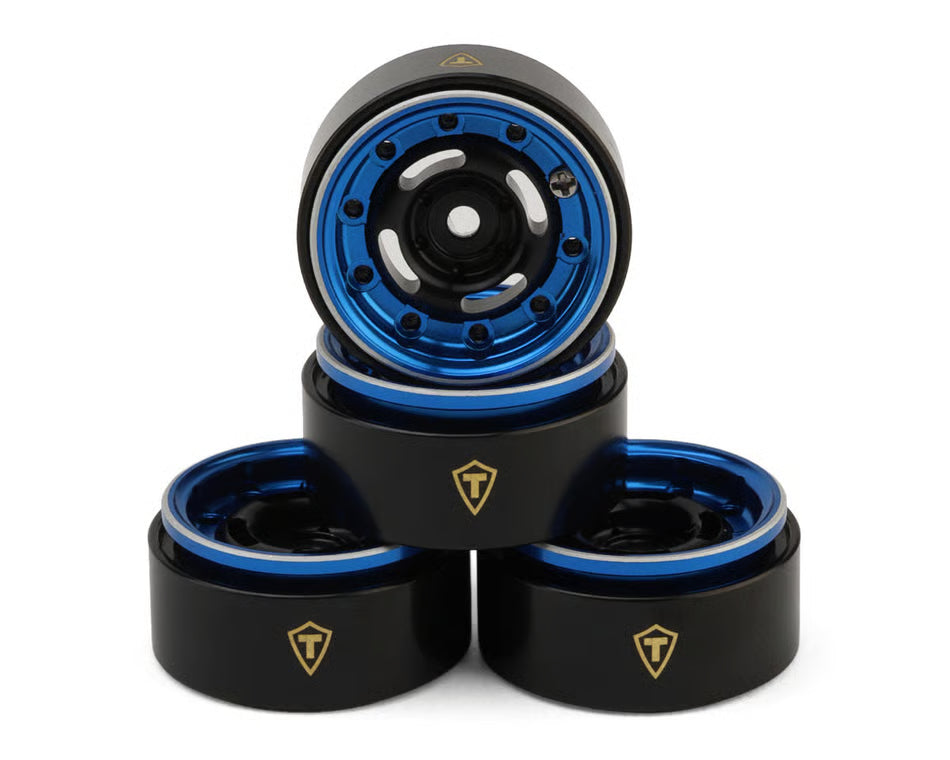 Treal Hobby Type-F 0.7" Aluminum Micro Crawler Beadlock Wheels (4) (9.5g ea) w/Brass Rings