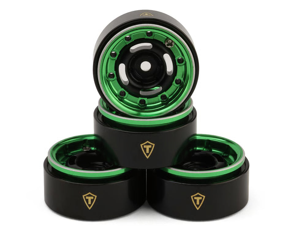 Treal Hobby Type-F 0.7" Aluminum Micro Crawler Beadlock Wheels (4) (9.5g ea) w/Brass Rings