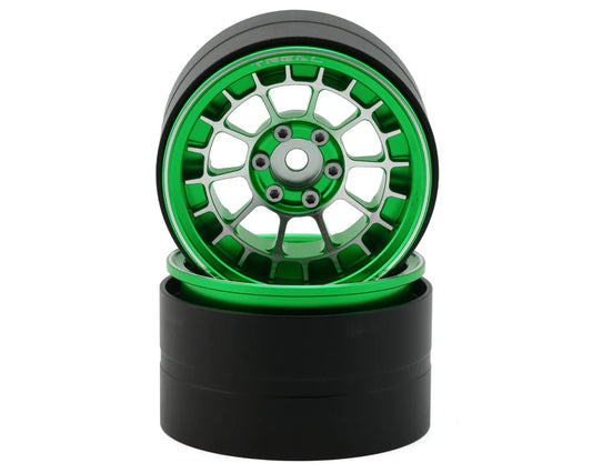 Treal Hobby 2.2" Type-A Aluminum 1/10 Rock Crawler Beadlock Wheels (Green) (2) (115g ea)