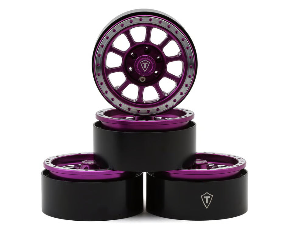 Treal Hobby Type V2 1.9" 10-Spoke Beadlock Wheels (Titanium/Silver) (4)