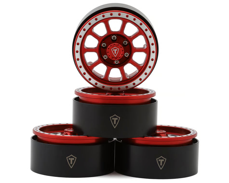 Treal Hobby Type V2 1.9" 10-Spoke Beadlock Wheels (Titanium/Silver) (4)