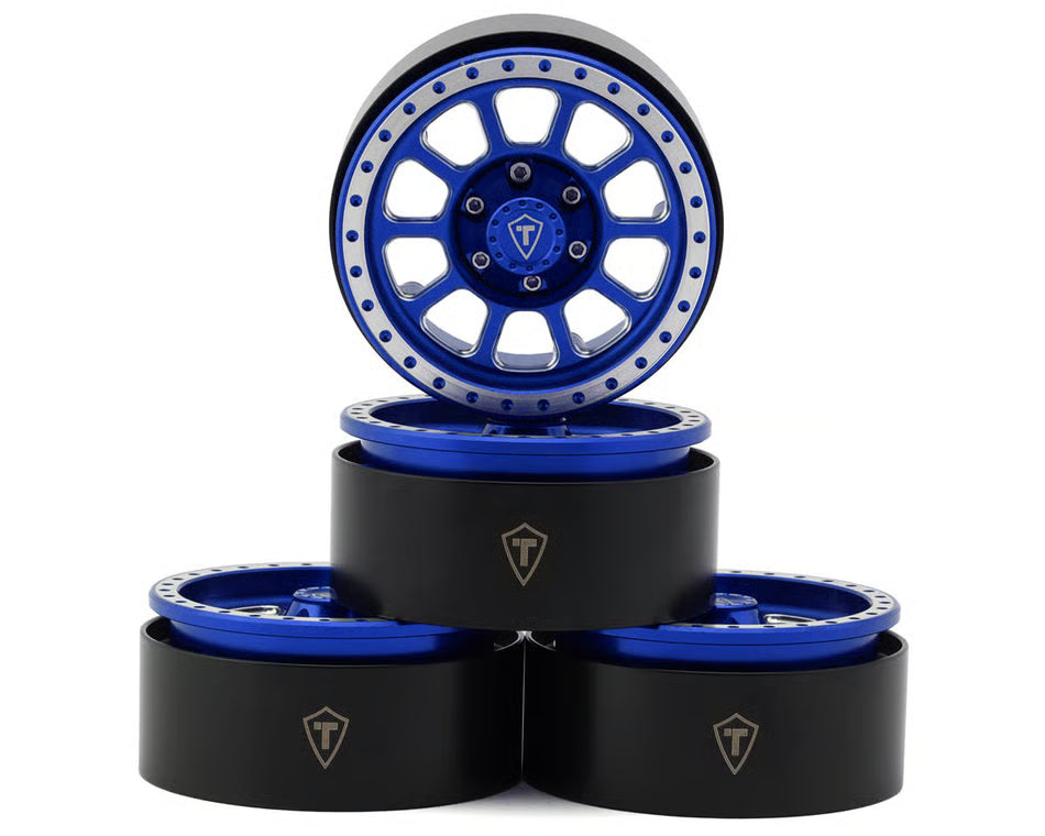 Treal Hobby Type V2 1.9" 10-Spoke Beadlock Wheels (Titanium/Silver) (4)