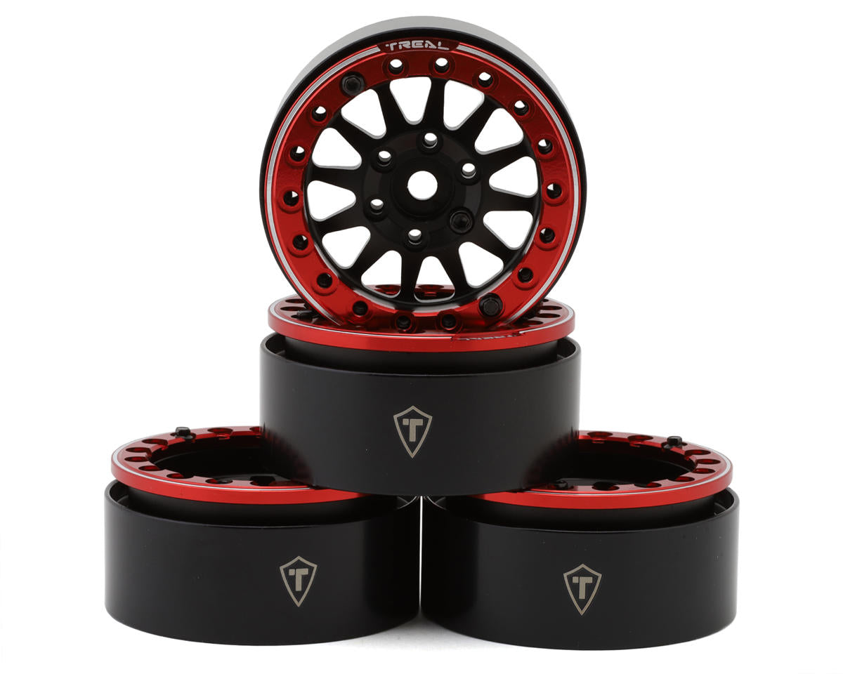 Treal Hobby Type D 1.9" 12-Spoke Beadlock Wheels (Black/Blue) (4)