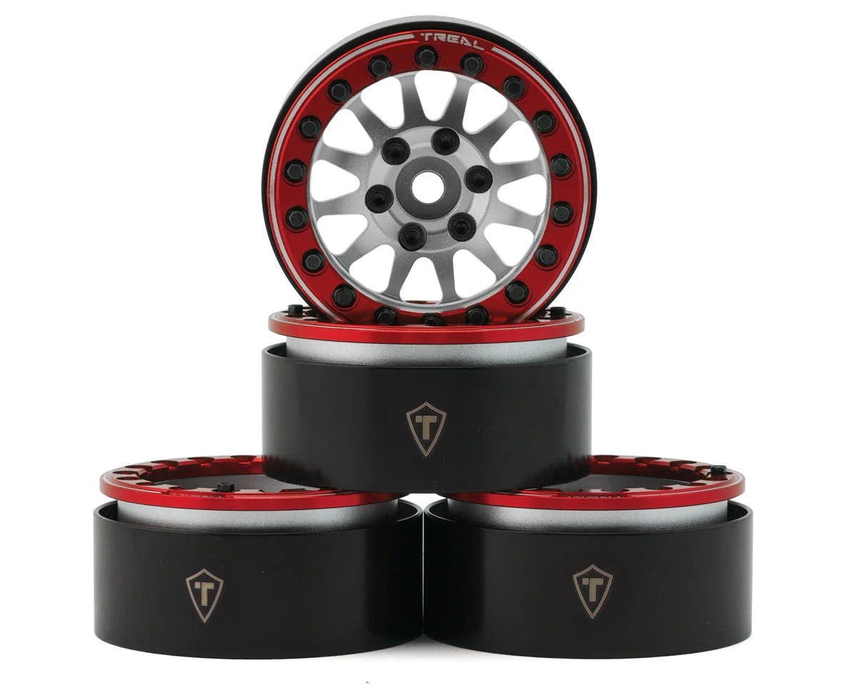 Treal Hobby Type D 1.9" 12-Spoke Beadlock Wheels (Black/Blue) (4)