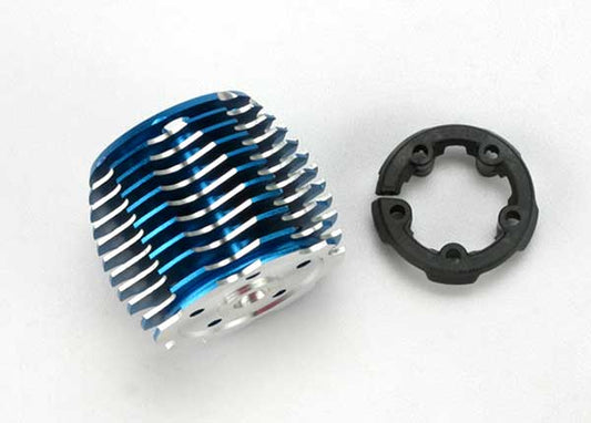 Traxxas Cooling Head, Powertune (Machined Aluminum, Blue-Anodize