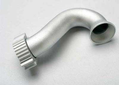 Traxxas Header, exhaust (tubular aluminum, silver-anodized)