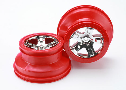 Traxxas Wheels, Sct Chrome, Red Beadlock Style, Dual Profile