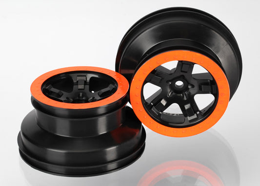 Traxxas Wheels, Sct Black, Orange Beadlock Style, Dual Profile