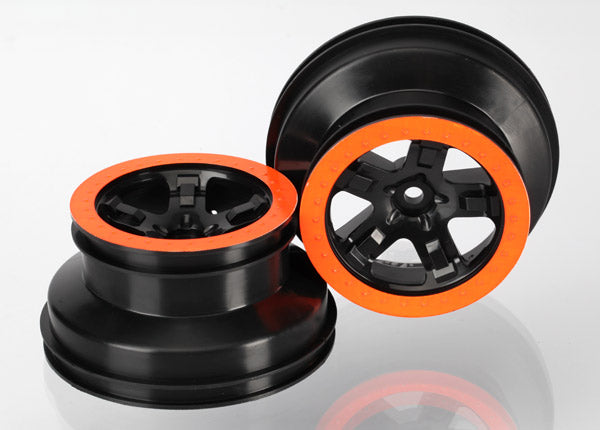 Traxxas Wheels, Sct Black, Orange Beadlock Style, Dual Profile