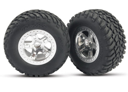 Traxxas Tires & wheels, assembled, glued (SCT satin chrome, beadlock)