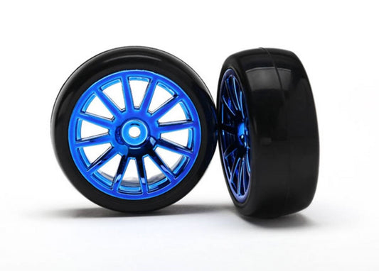 Traxxas Tires & wheels, assembled, glued (12-spoke wheels, slick tires) (2)