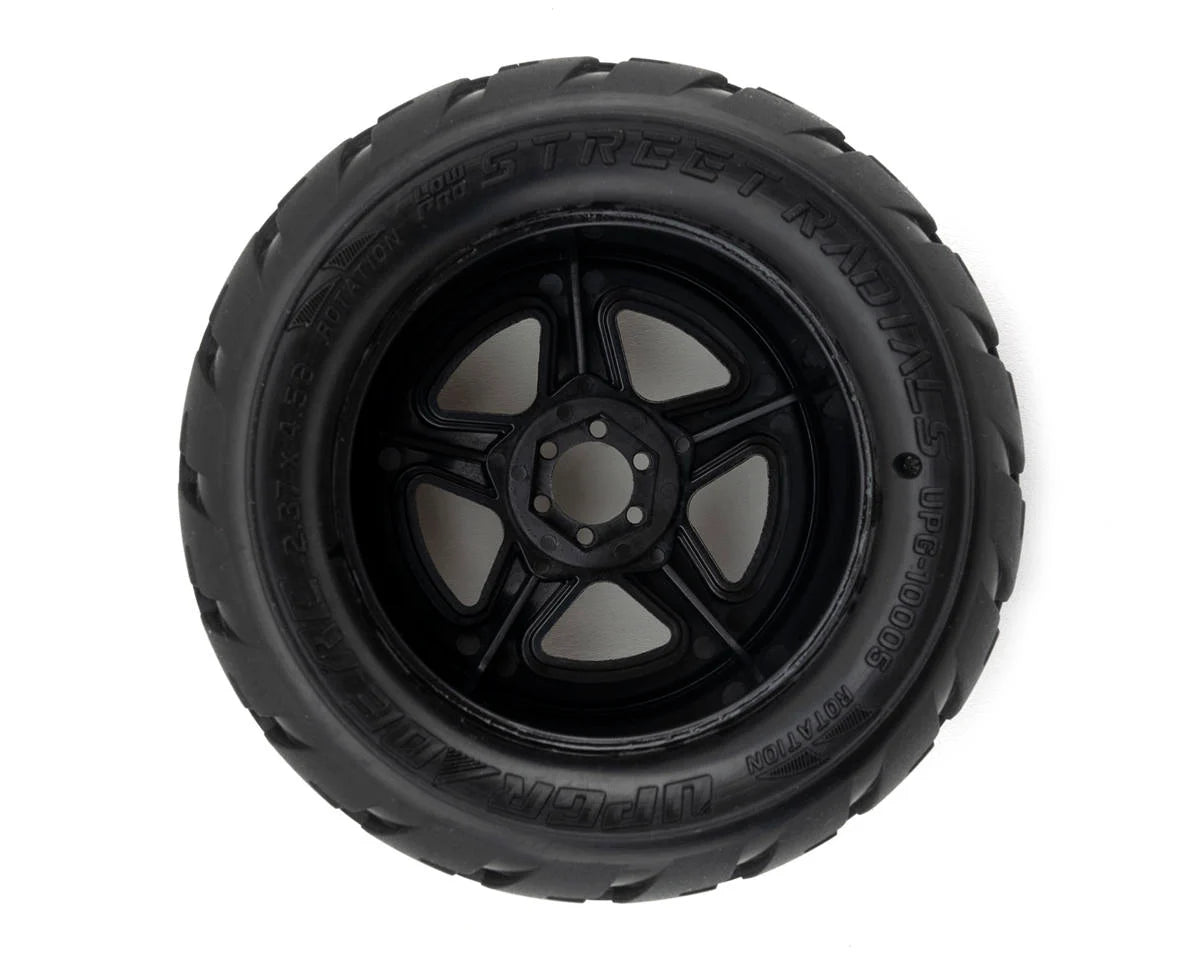 UpGrade RC Low-Pro BELTED Street Radials 2.8" Pre-Mounted On-Road Tires w/5-Star Wheels (2) (17mm/14mm/12mm Hex)