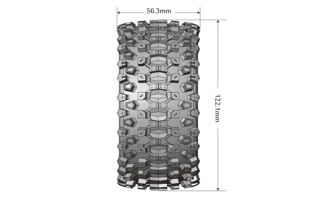 Louise Tires & Wheels Beadlock 2.8" 1/10 ST-UPHILL Soft Black 1/2 offset HEX 12mm Belted (MFT) (2)