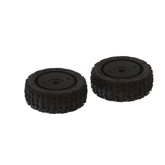 1/8 dBoots Front/Rear 3.3 Pre-Mounted Tires, 17mm Hex, Black (2): Katar B 6S