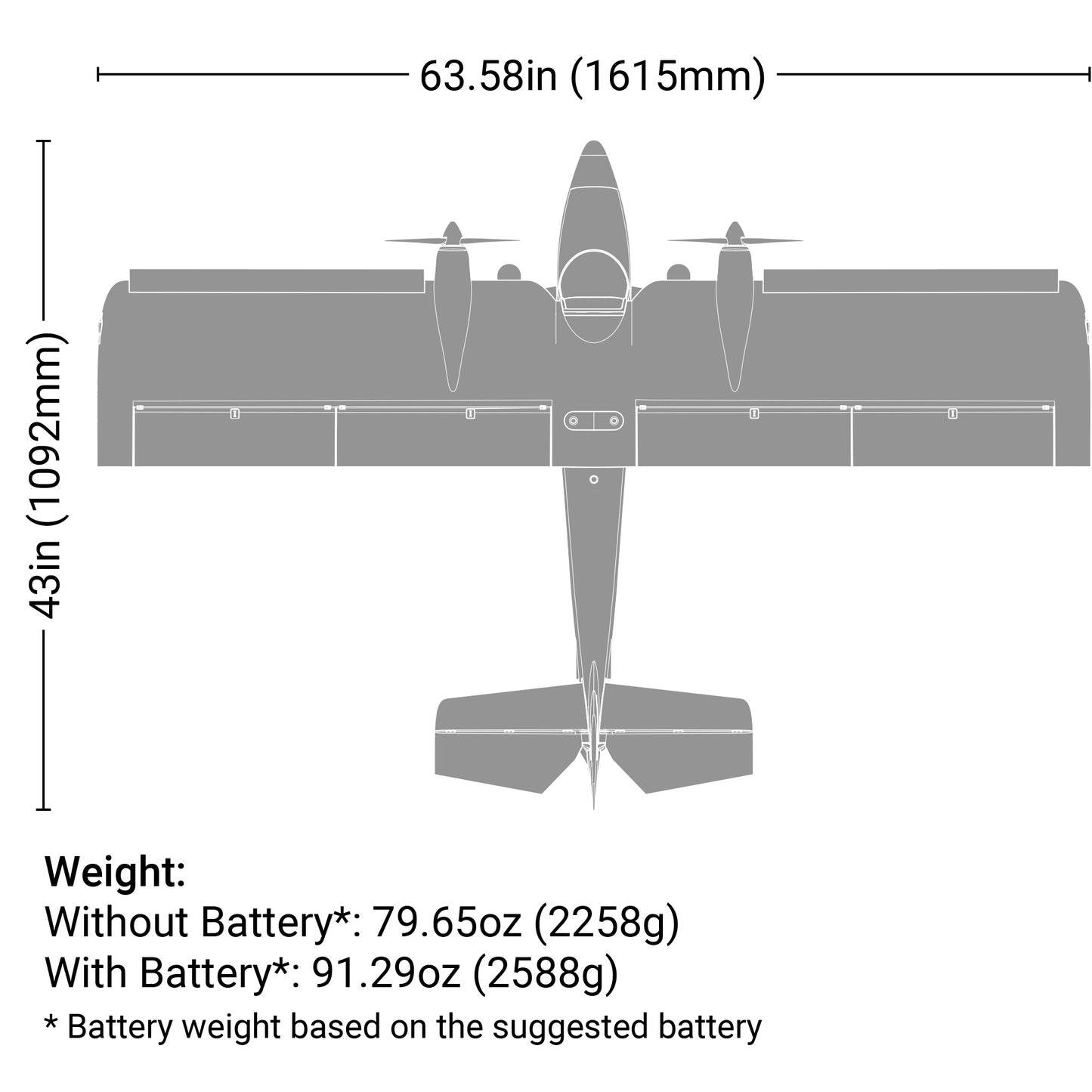 E-Flite Twin Timber 1.6m BNF Basic with AS3X and SAFE Select - PN# EFL23850