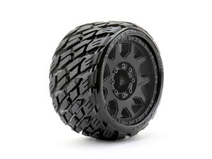 1/8 SGT 3.8 Rockform Tires Mounted on Black Claw Rims, Medium Soft, Belted, 17mm 1/2" Offset (2)
