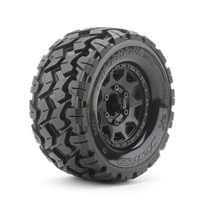 1/10 MT 2.8 Tomahawk Tires Mounted on Black Claw Rims, Medium Soft, 12mm Hex, 1/2" Offset