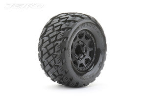 1/10 MT 2.8 Rockform Tires Mounted on Black Claw Rims, Medium Soft, 12mm Hex, 0" Offset