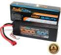 5200mAh 7.4V 2S 50C LiPo Battery with Hardwired T-Plug Connector