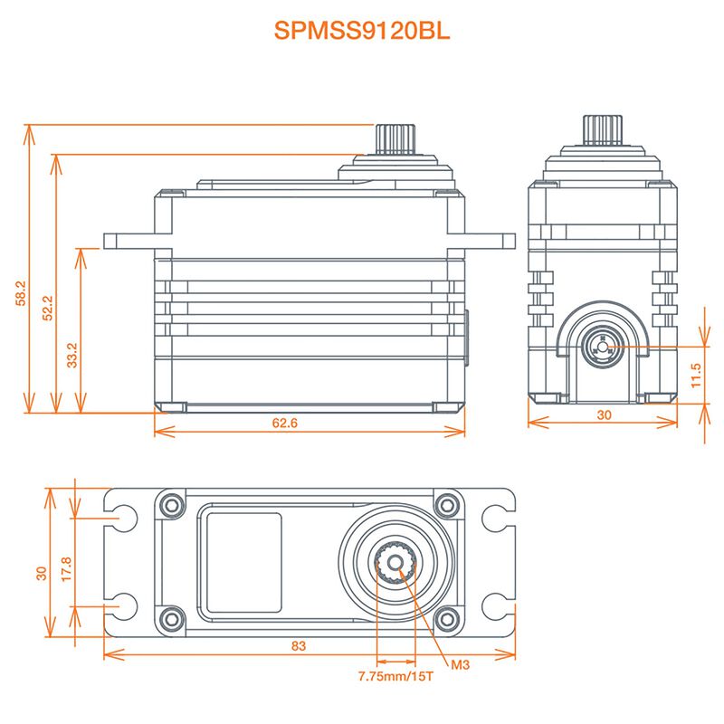 S9120BL 1/5 Digital HV High Torque Brushless Metal Gear Surface Servo